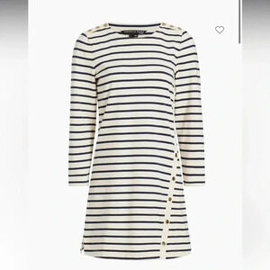 VERONICA BEARD Ruta Ivory Striped Cotton Dress